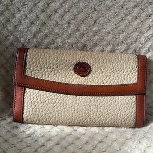 Dooney & Bourke Cream and Brown Leather Clutch/Wallet